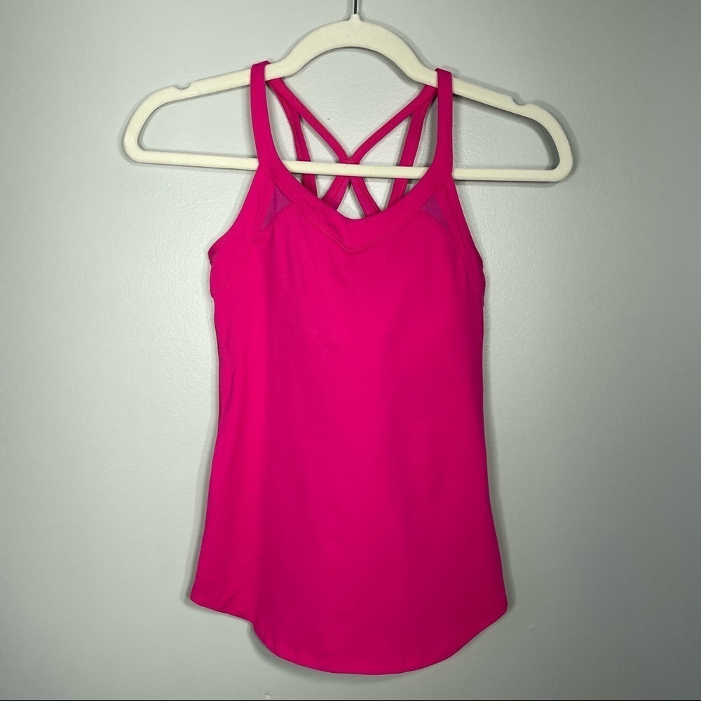 Lululemon Free Flowing Tank Jewelled Magenta Pink Mesh Fitted Athletic Tank 4